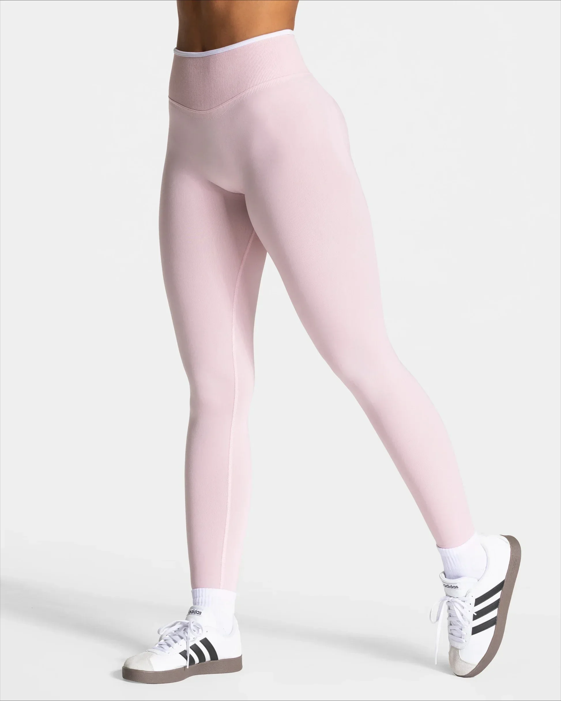 Nahtlose Sport-Leggings für Damen, weißer Rand, Taille, eng, hohe Taille, Hüftheben, Yoga-Hose, Fitnessstudio, Lauftraining, einfarbige Hose – Detail 33