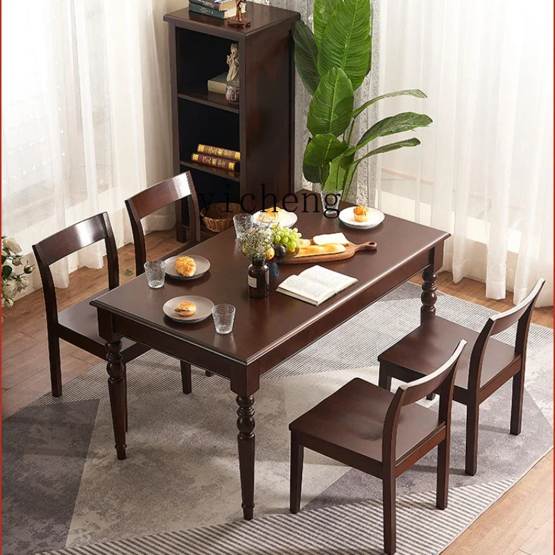 

zzZC Retro Solid Wood Dining Table Rectangular Dining Table Restaurant Table