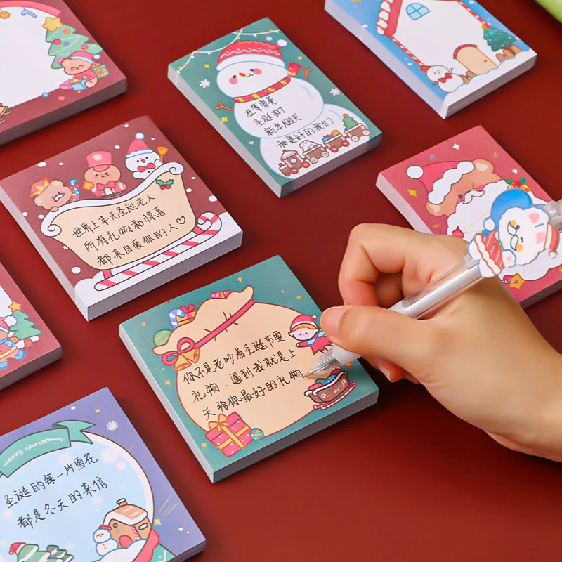 Kawaii Santa Claus Christmas Memo Pad Sticky Notes Sheets To Do List Planner Sticker School Office Decor Stationery 50 Sheets