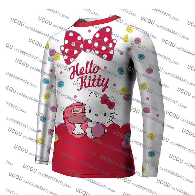 

Рождественская футболка Hello Kitty с длинными рукавами, спортивная одежда, осенняя женская и мужская повседневная легкая дышащая уличная одежда, свободная пижамная футболка