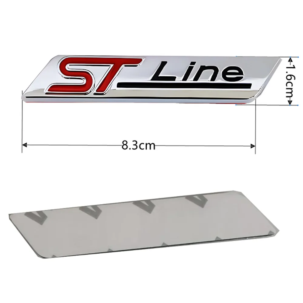 3D Metal Ford ST Line Logo Car Rear Trunk Badge Emblem Side Fender Sticker for Focus Fiesta Mondeo - Black Chrome Silver image 6