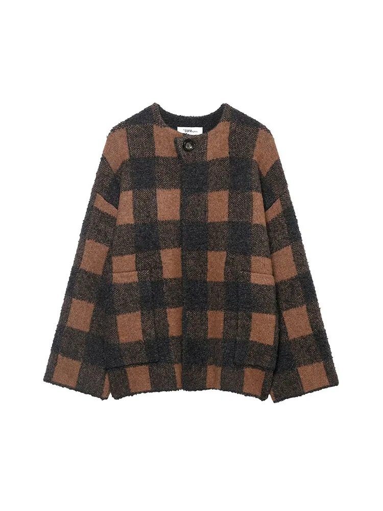 

2025 Women Autumn Winter Cardigan Sweater Coats Casual Plaid Loose Knitting O-Neck Female Elegant Street Outerwear Clothing