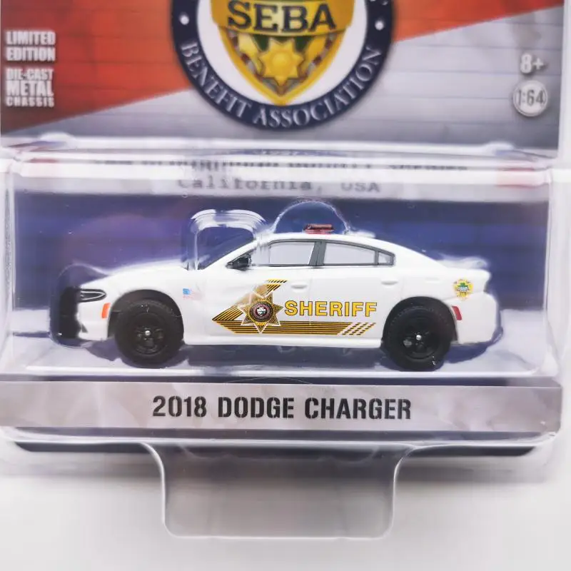 GREENLIGHT-Auto 1:64 HOT PURSUIT 2018 Dodge Charger SHERIF San Bernardino County Police Department Limitiertes Modell aus Druckgusslegierung