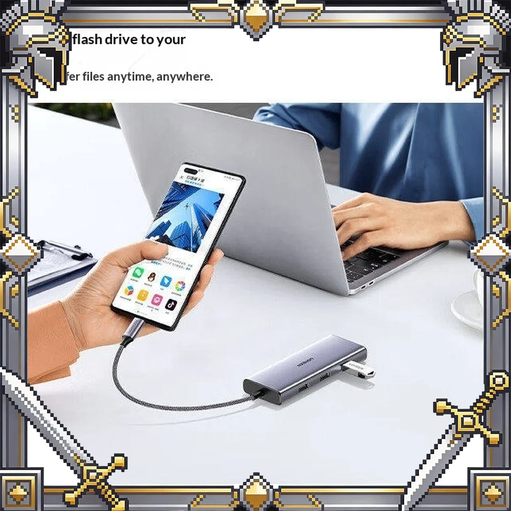 UGREEN 90885 USB-C Hub 6-in-1 HDMI 4K 30Hz VGA Gigabit Ethernet 3 USB 3.0 Ports Multiport Adapter for Laptop Display and Data