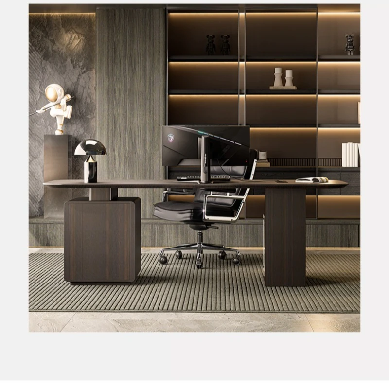 Light luxury Italian minimalist study desk designer modern simple solid wood home living room computer office writing desk