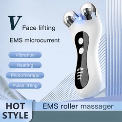 Tragbare elektrische V-Facelift ing Roller Massage gerät ems Mikros trom Sonic Vibration Gesichts lifting Haut straffen Massage Beauty-Gerät