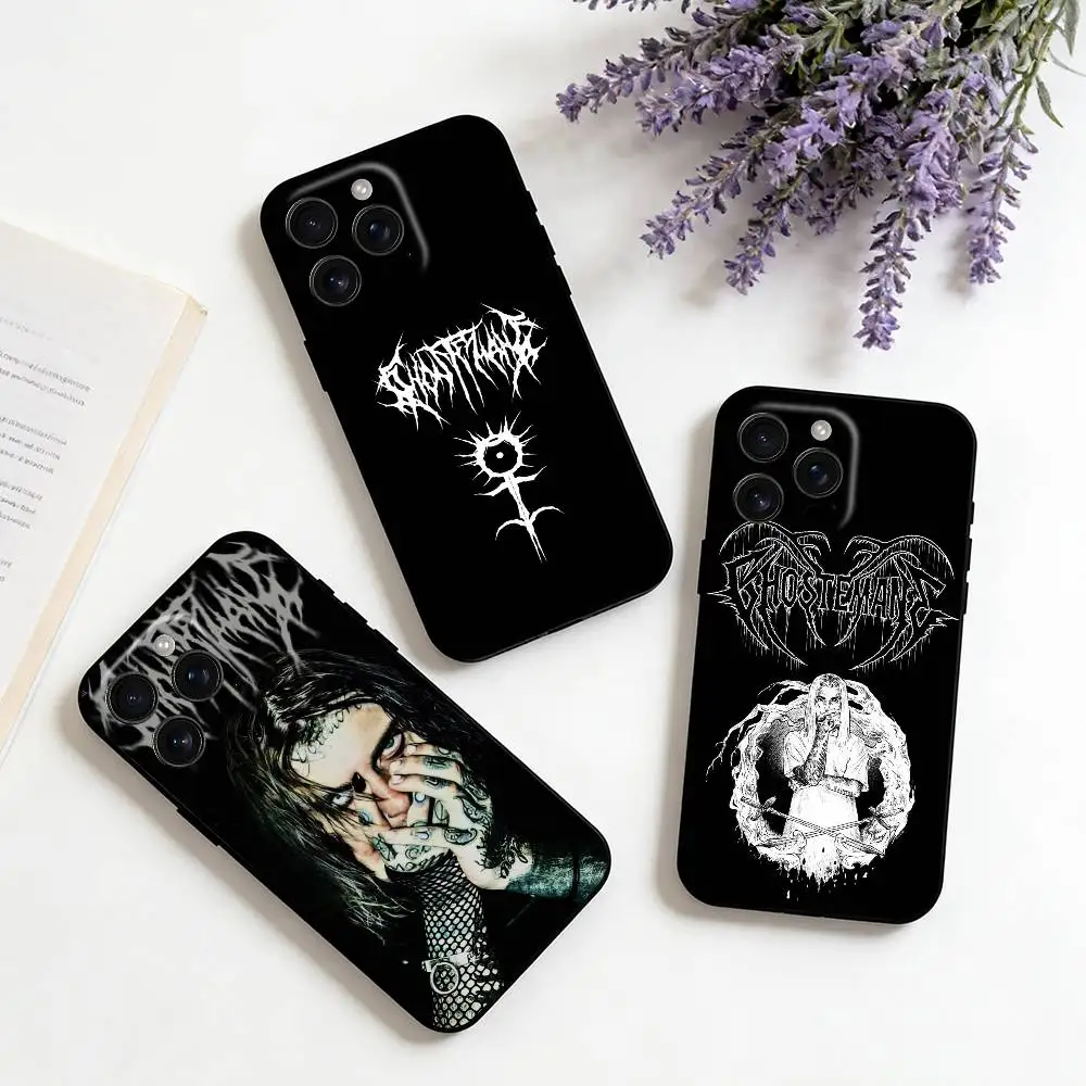 

G-Ghostemane For iPhone 16,15,14,13,12,11,XS,XR,X,8,7,Pro,Max,Plus,mini Silicone Black Cover