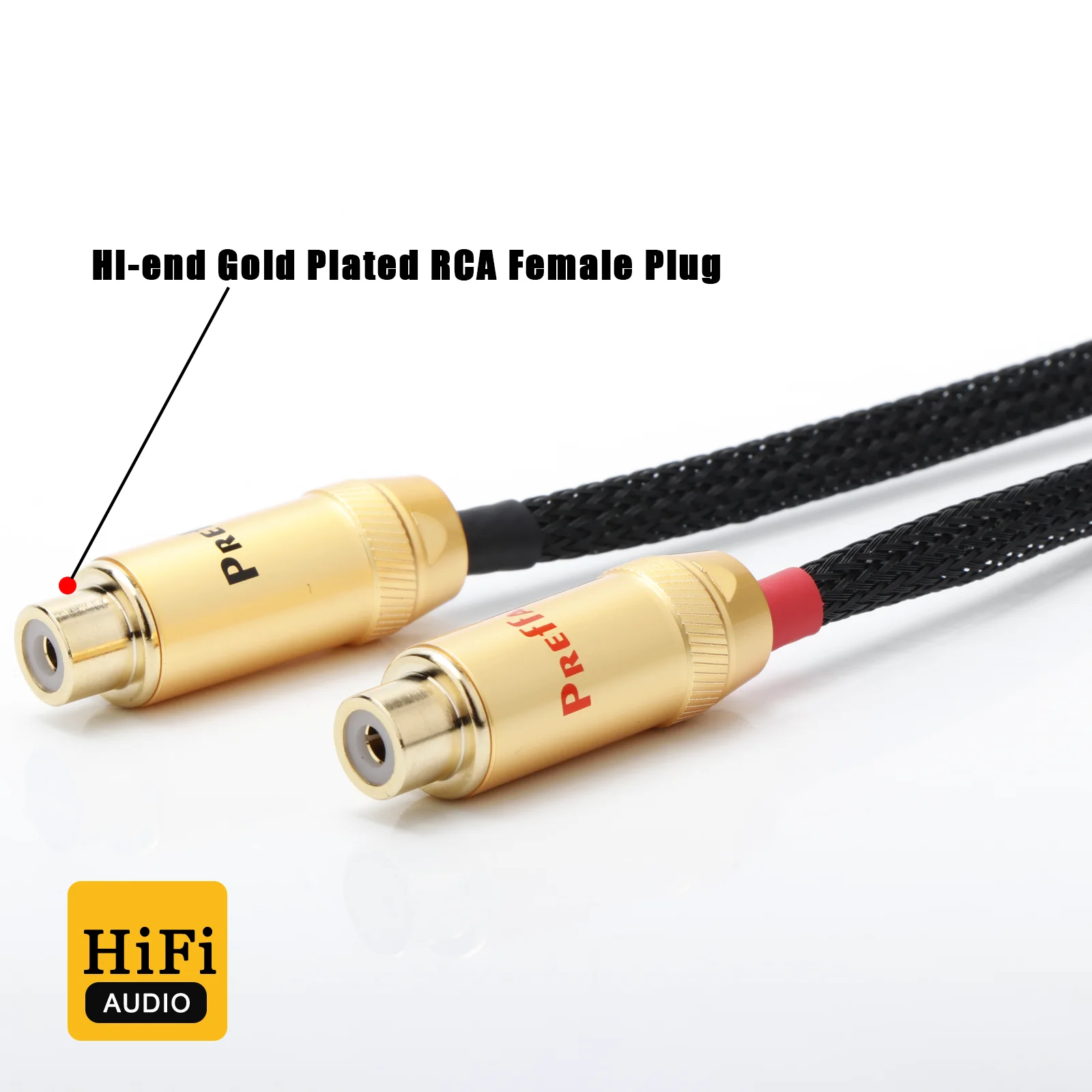 6인치 스테레오 1/4인치 플러그 - 듀얼 RCA 암 Y 케이블 |   16코어 OCC 은도금 구리 |   소음 없는 오디오를 위해 차폐됨 |   금도금 C