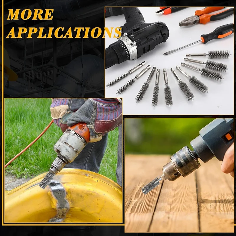 

ABKO-30 Pcs Bore Brush For Drill Wire Bore Cleaning Brush Set Impact Driver 1/4 Inch Hex Shank
