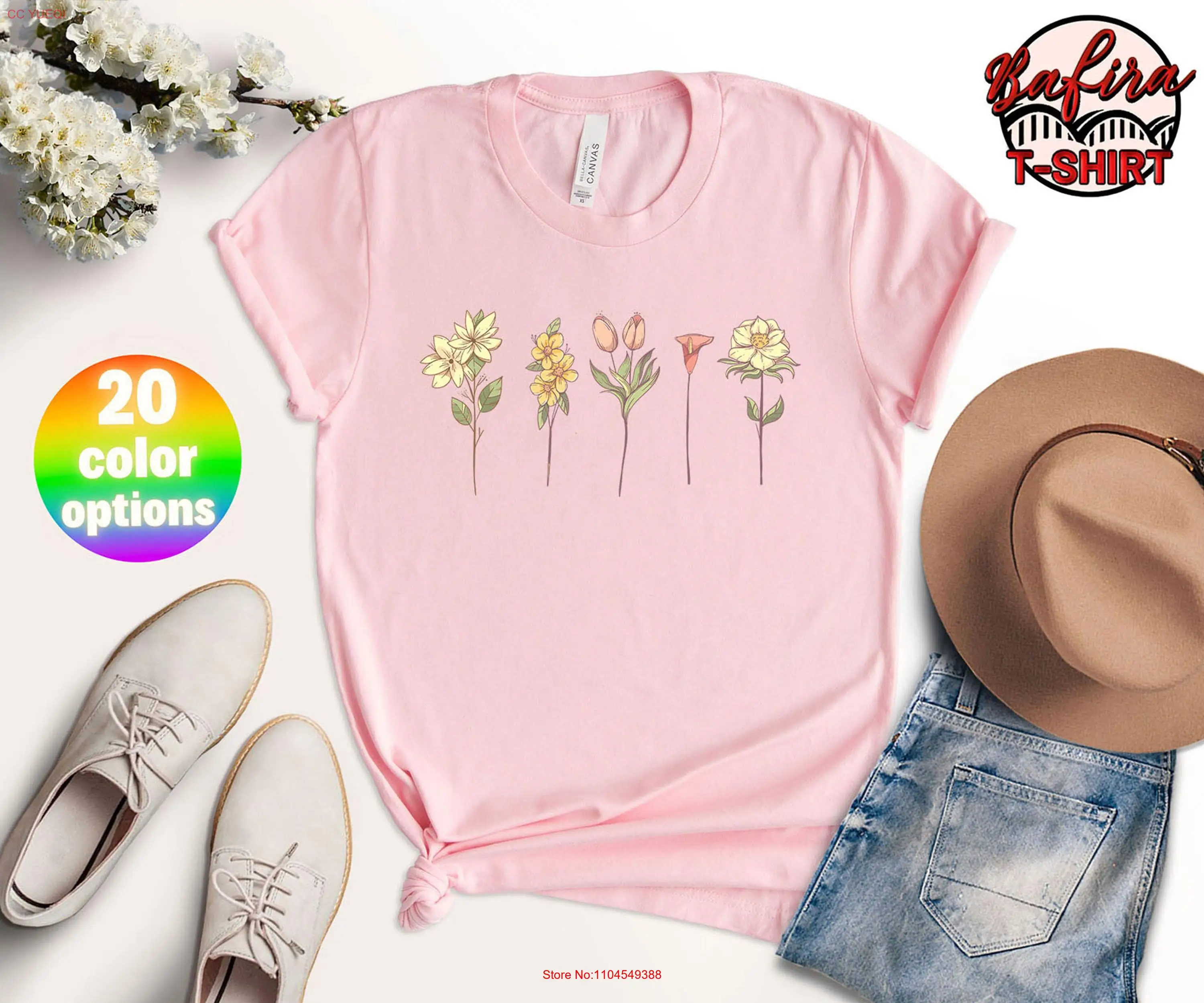 

Футболка с дикими цветами, женские рубашки с цветочным принтом и ботаническим цветком Nature Lover, милые рубашки с длинными или короткими рукавами