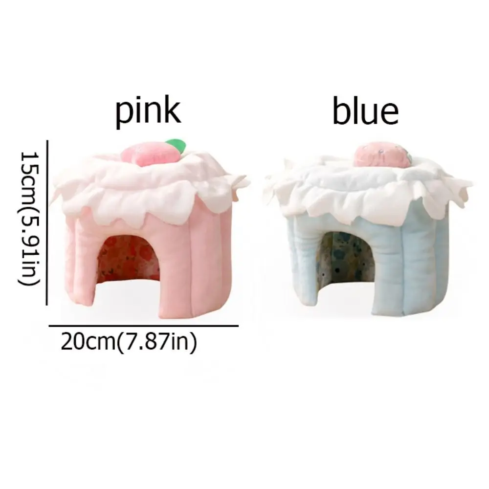 Cake Shape Pet Hideout House Strawberry Design Soft Hamster Warm Nest Comfortable Hamster Shelter House view 6