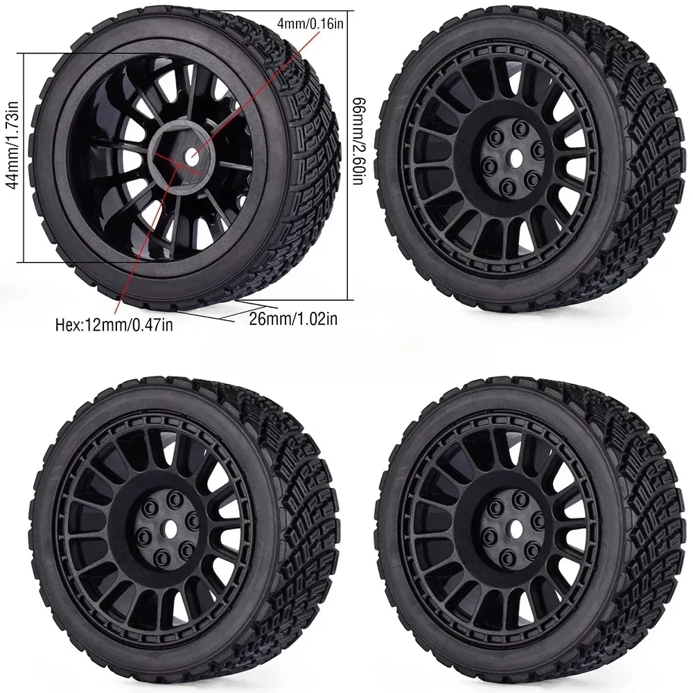 4PCS 12mm 육각 68mm RC 자동차 고무 타이어 휠 림 1/10 롤리 XV02 TT01 LCPTG FW06 RC 자동차용