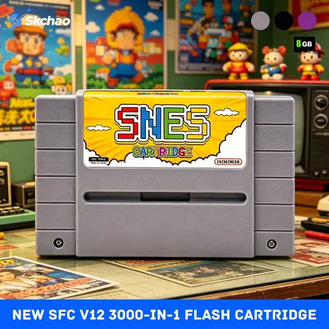 New SFC V12 3000-in-1 SNES Flash Cartridge with 8GB TF Card for SFC/SNES 16-Bit JPN/EU/USD Video Game Consoles AccessorIes