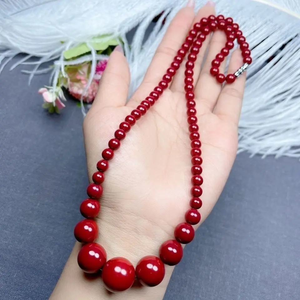 High Content of Natural Mineral Cinnabar Necklace, Middle-aged Girlfriend Sweater Chain