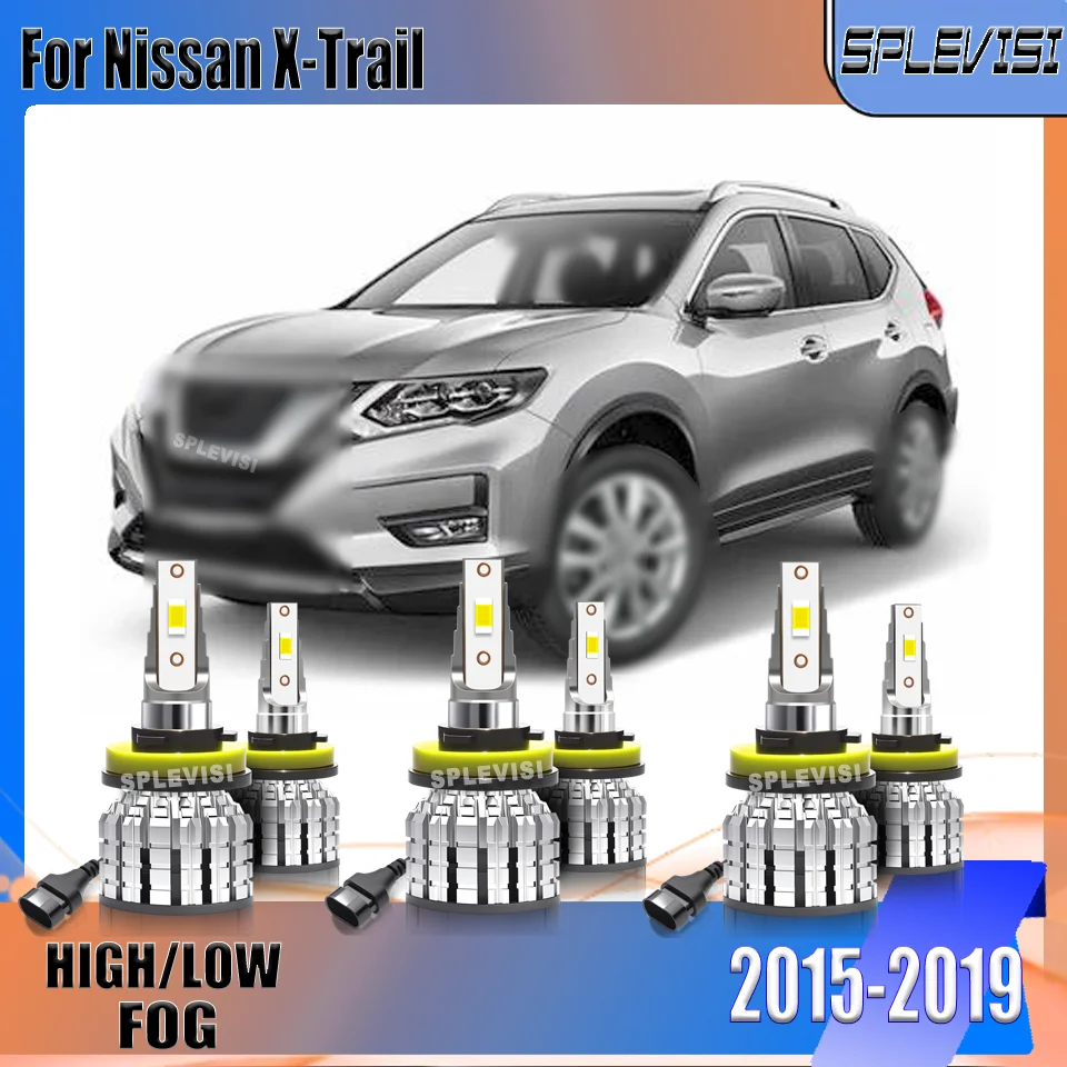 

High-quality SPLEVISI Car LED Headlight Fog Light High Low Beam Fog Lamp Set H11/711 For Nissan X-Trail 2015 2016 2017 2018 2019