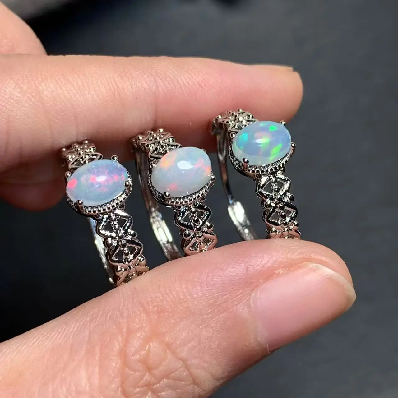 NEW ARRIVAL Natural Opal Ring Adjustable Female Ring Jewelry for Women Gift Wholesale High Quality Vintage Fine