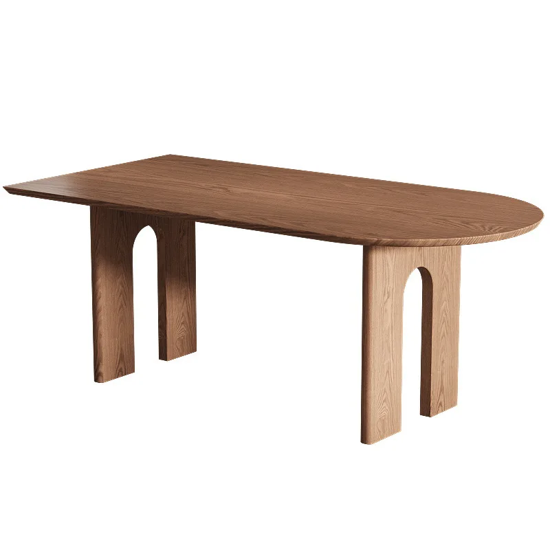 

Nordic solid wood island dining table household small apartment against the wall semi-circular dining table simple living room