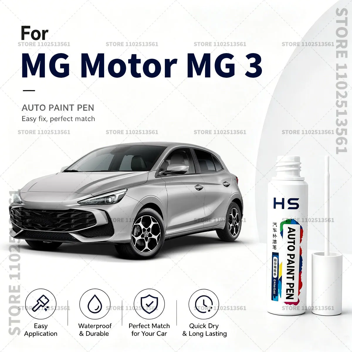 Car Paint Scratch Repair Pen Touch Up Paint Brush Automotive Chip and Scratch Remover Tool For MG Motor MG 3 White Black Blue