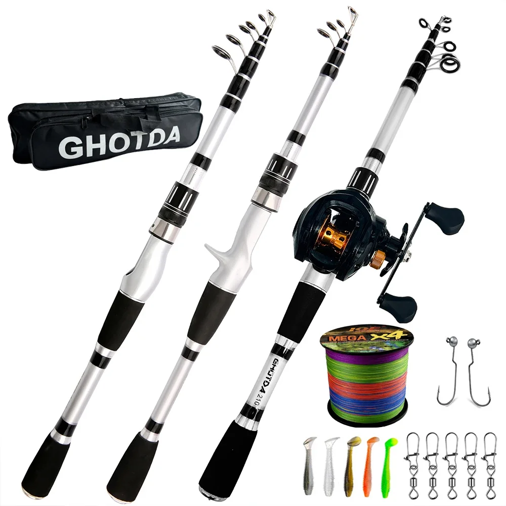 Mulinello telescopico per canna da Pesca Combo Set 1.5-2.4m canna in carbonio 5.2:1/7.2:1 mulinello Max Drag 8kg con Line Bag/Hook/Bait kit De Pesca