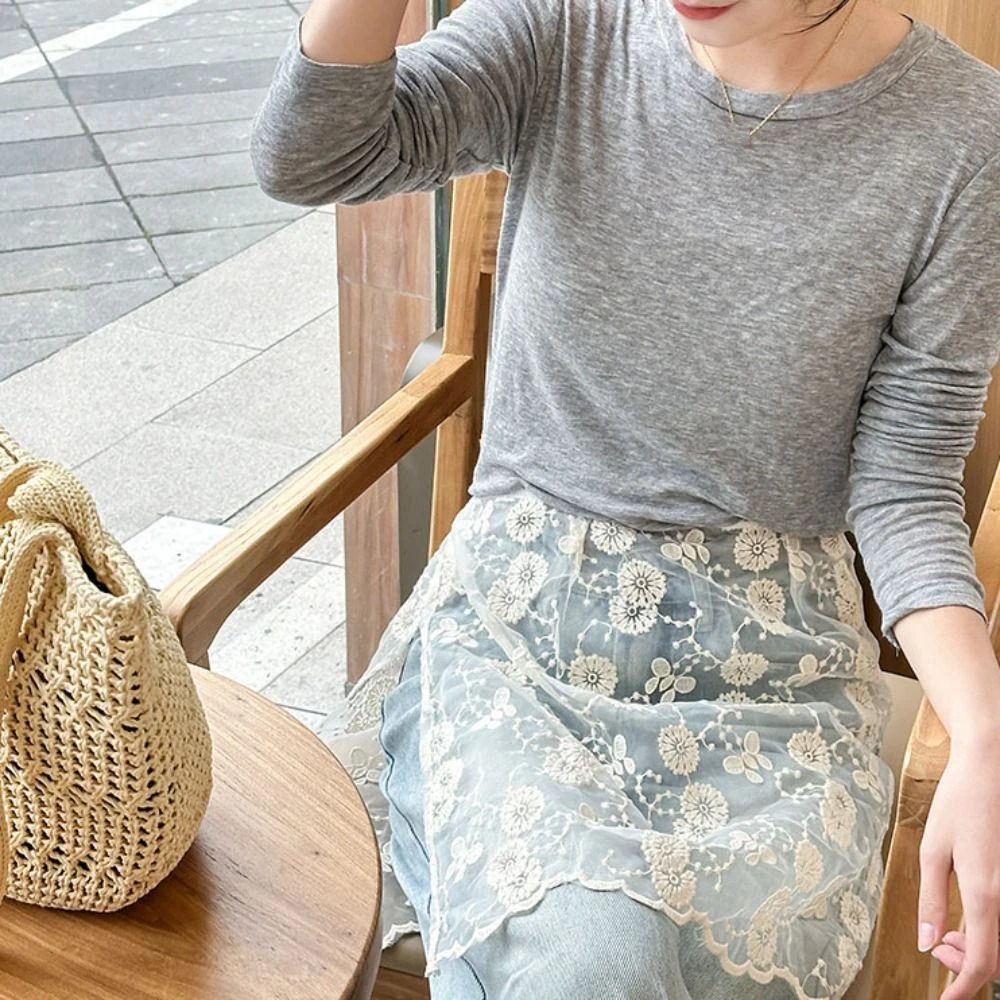 กระโปรงลูกไม้แฟชั่นหวาน แต่งดอกไม้ปักลาย Y2K กระโปรงผ้าโปร่งผูกเชือกเอวสูง กระโปรงสั้นสำหรับผู้หญิง