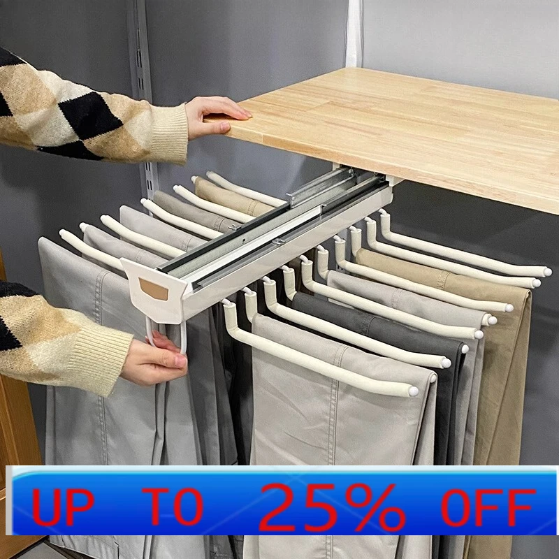 LTT open cloakroom multi-functional telescopic top pants rack pull damping pants rack