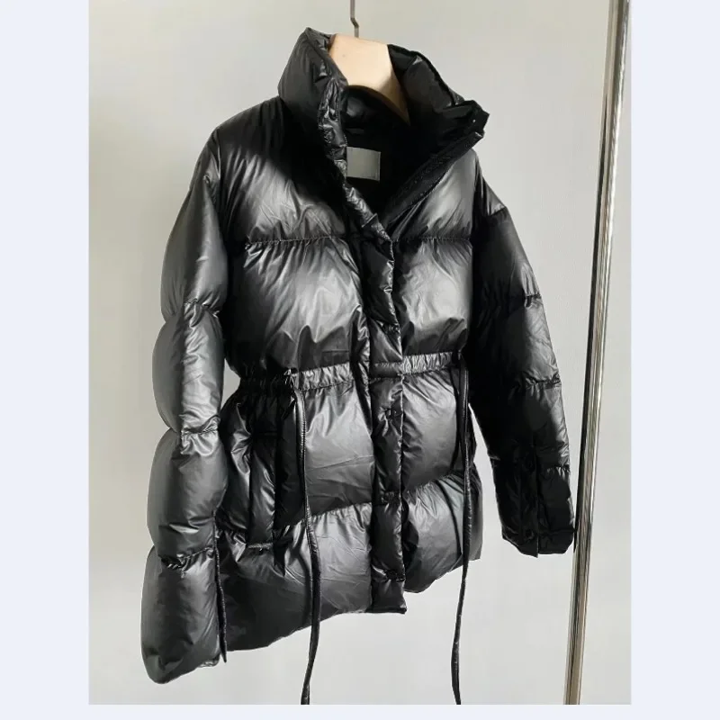 Autumn and Winter New Style Swedish Cold Style Classic Waist Drawstring Thickened Textured Down Jacket