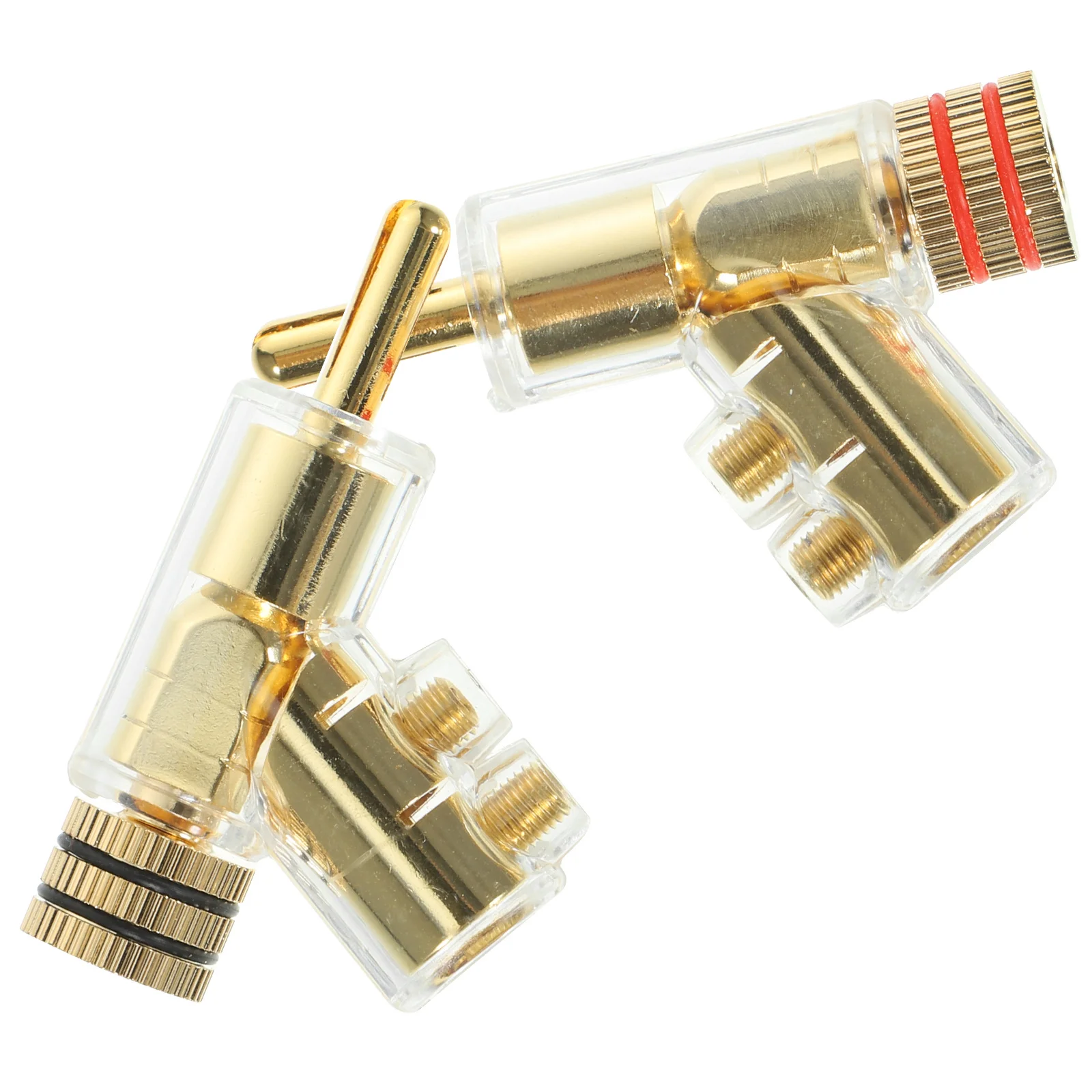 

2pcs Gold Plated 45 Degree Angled Banana Plug Solderless Locking Connector For Speaker Terminal Audio System Zinc Alloy