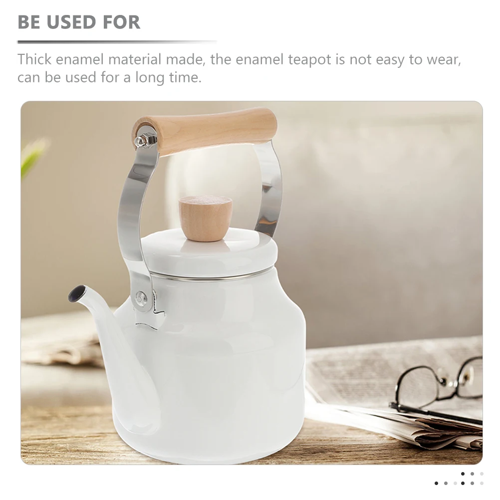 

Whistle Kettle Tea Stove Top Enamel Stovetop White Camping and for Hot Pot Soup Whistling