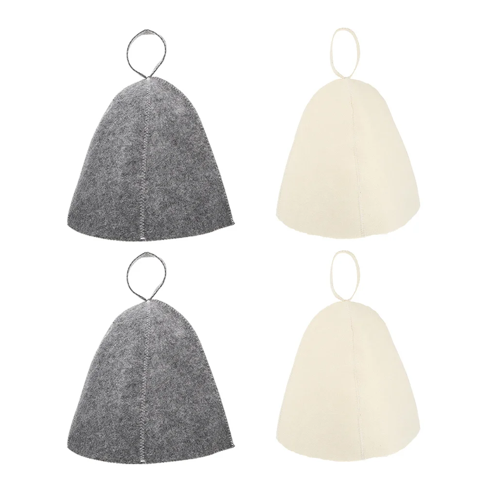 

4pcs Sauna Bath Hat Thickened Felt Material Portable Reusable For Women Heat Insulation Hair Protection Spa Therapy Accessories