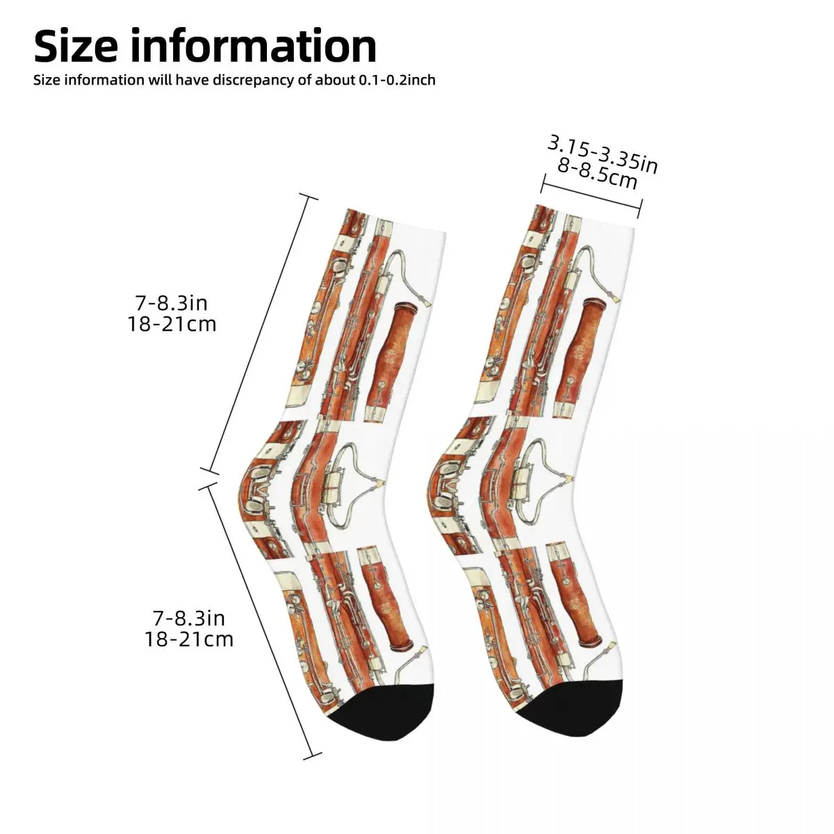 The Bassoon Socks Harajuku Super Soft Stockings All Season Long Socks Accessories for Unisex Gifts