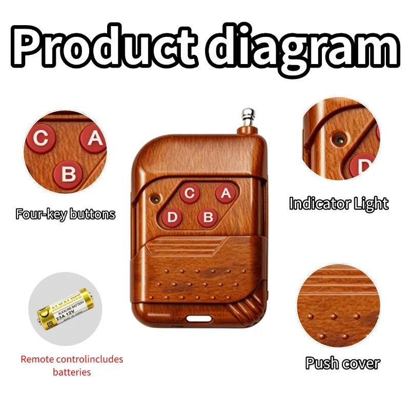 433Mhz Universal Wireless Remote Control Light Switch DC 12V 4CH RF Relay Receiver 60m Range for Light/Garage Door/LED DIY