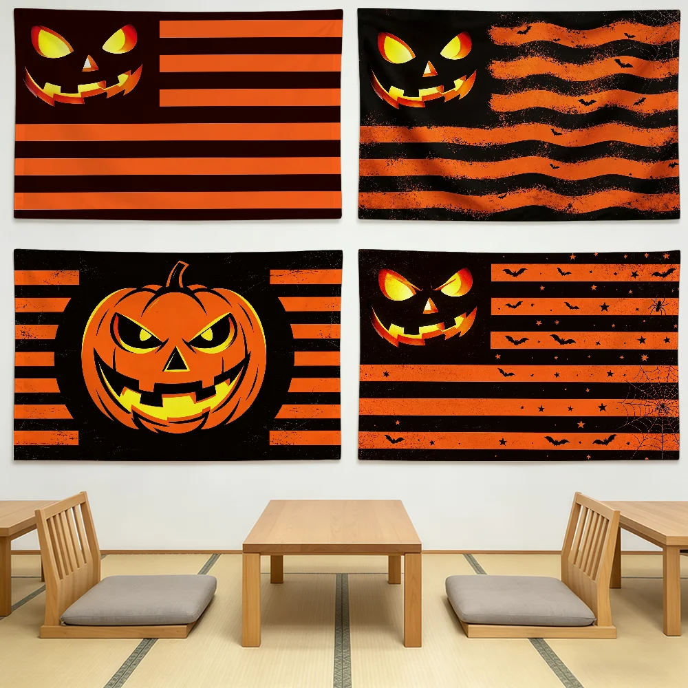 Halloween Pumpkins Flag Durable Outdoor Indoor Patio Festive Decoration Classic Design Pole Wall Room Banner