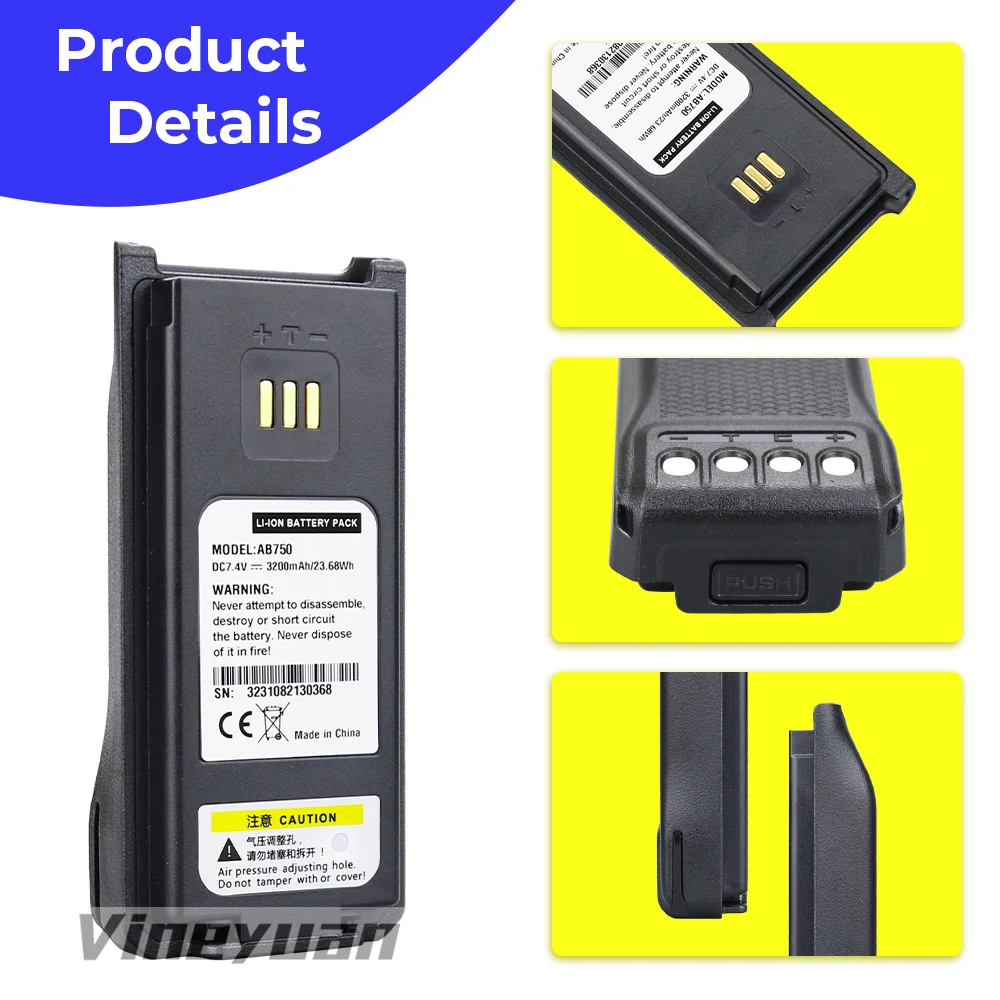 NOWA bateria litowo-jonowa 3200mAh AB750 zamiennik do radiotelefonów cyfrowych ZTE Caltta PH700 PH790 Z9 GH650 PDT/DMR AB700