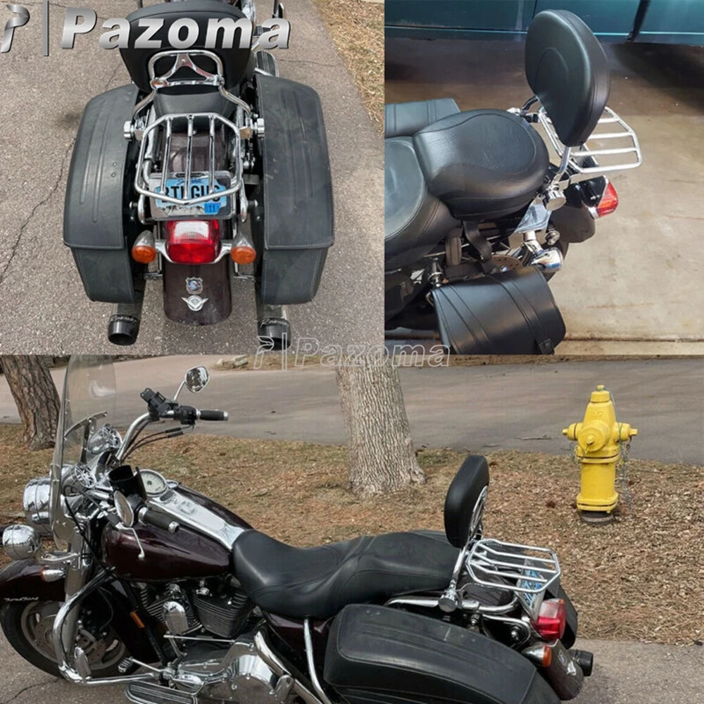 Motorcycle Sissy Bar Detachable Backrest w/Rear Luggage Rack For Harley Softail FatBoy Cross Bones Night Train Springer 2006-Up