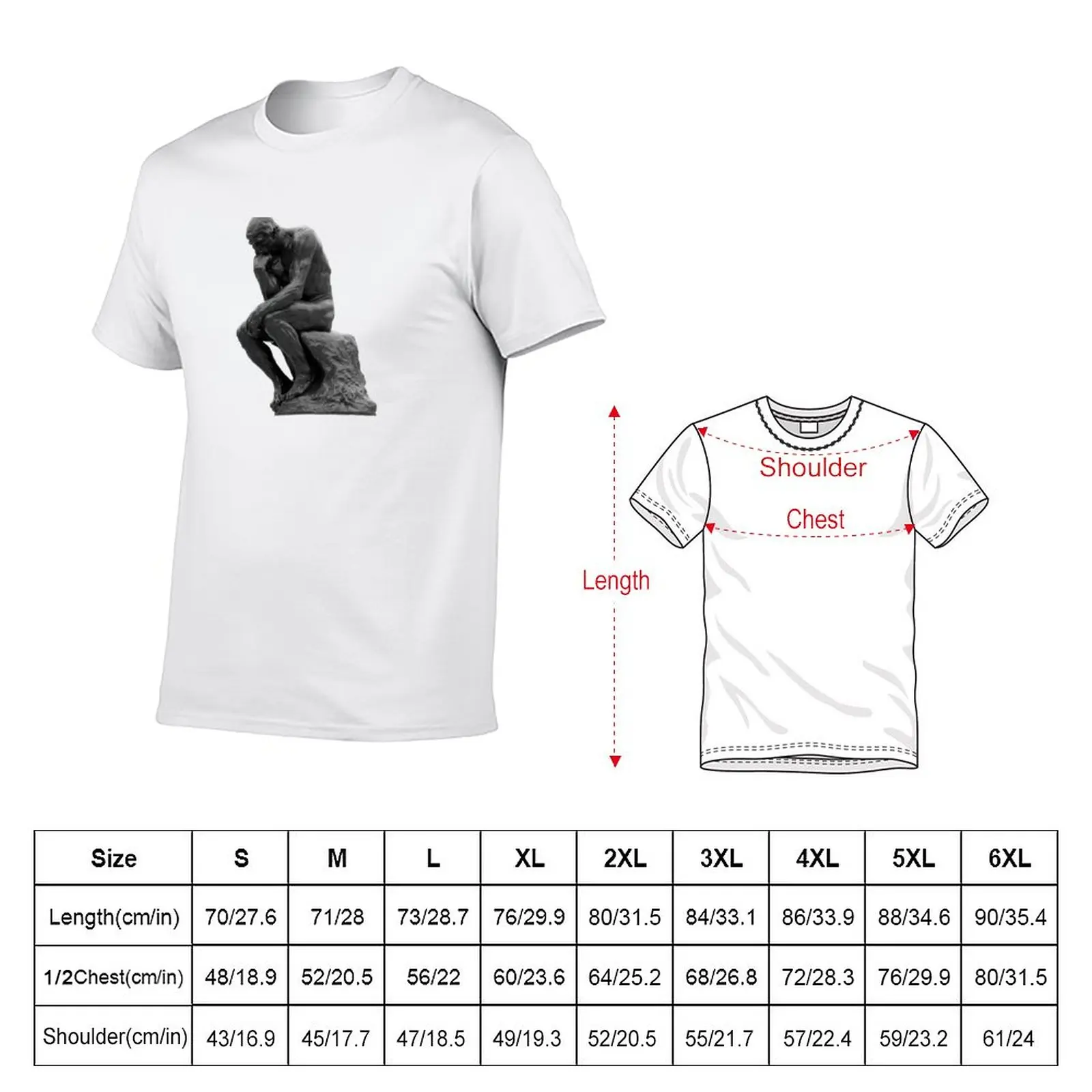 New Auguste Rodin: The Thinker T-Shirt man clothes graphic t shirt summer tops mens t shirts casual stylish