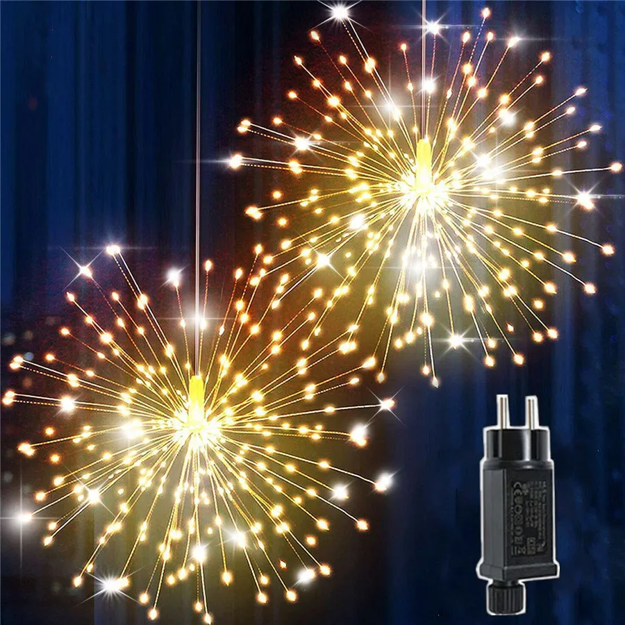 PAMNNY 10PCS LED Copper Wire Firework Light Waterproof 8 Modes Starburst Christmas Garden String Lights for Indoor Outdoor Decor