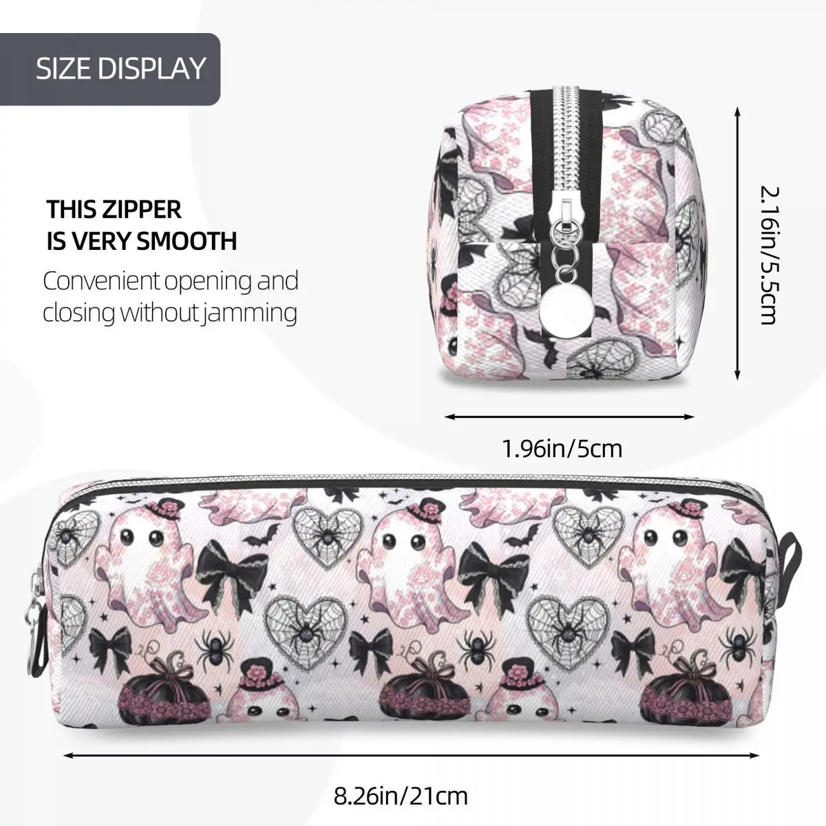 لطيف أشباح اليقطين Spiderwebs مقلمة حامل قلم الهالوين أكياس قلم رصاص للطلاب سعة كبيرة اللوازم المدرسية مقلمة