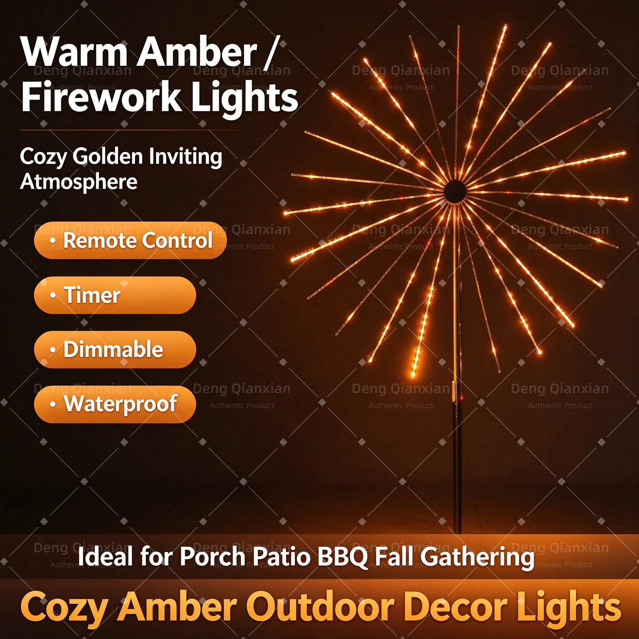 Patio Lawn Firework String Lights RGB, Programmable Dynamic Effects, Sound Activated APP Control Waterproof Outdoor Decor