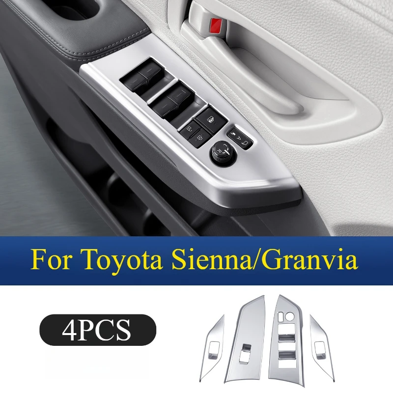 

For Toyota Sienna Granvia Window Lift Panel Trim ABS Anti-Scratch Interior Accessories 4PCS Door Button Surround Molding Tools