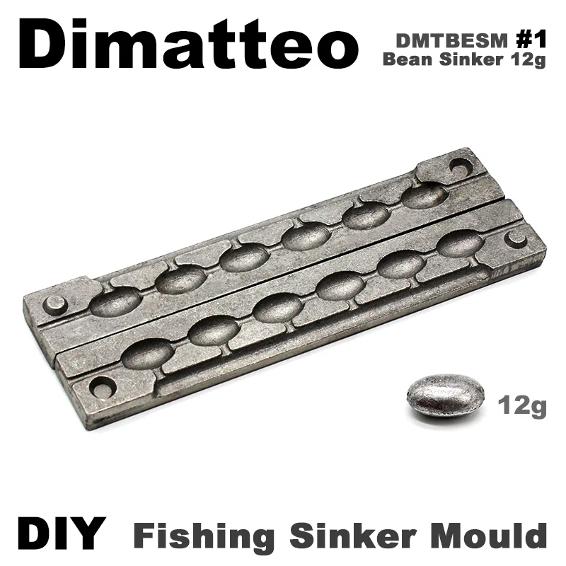 Dimatteo DIY Fishing Bean Sinker Mould DMTBESM/#1 Bean Sinker 12g 6 Cavities