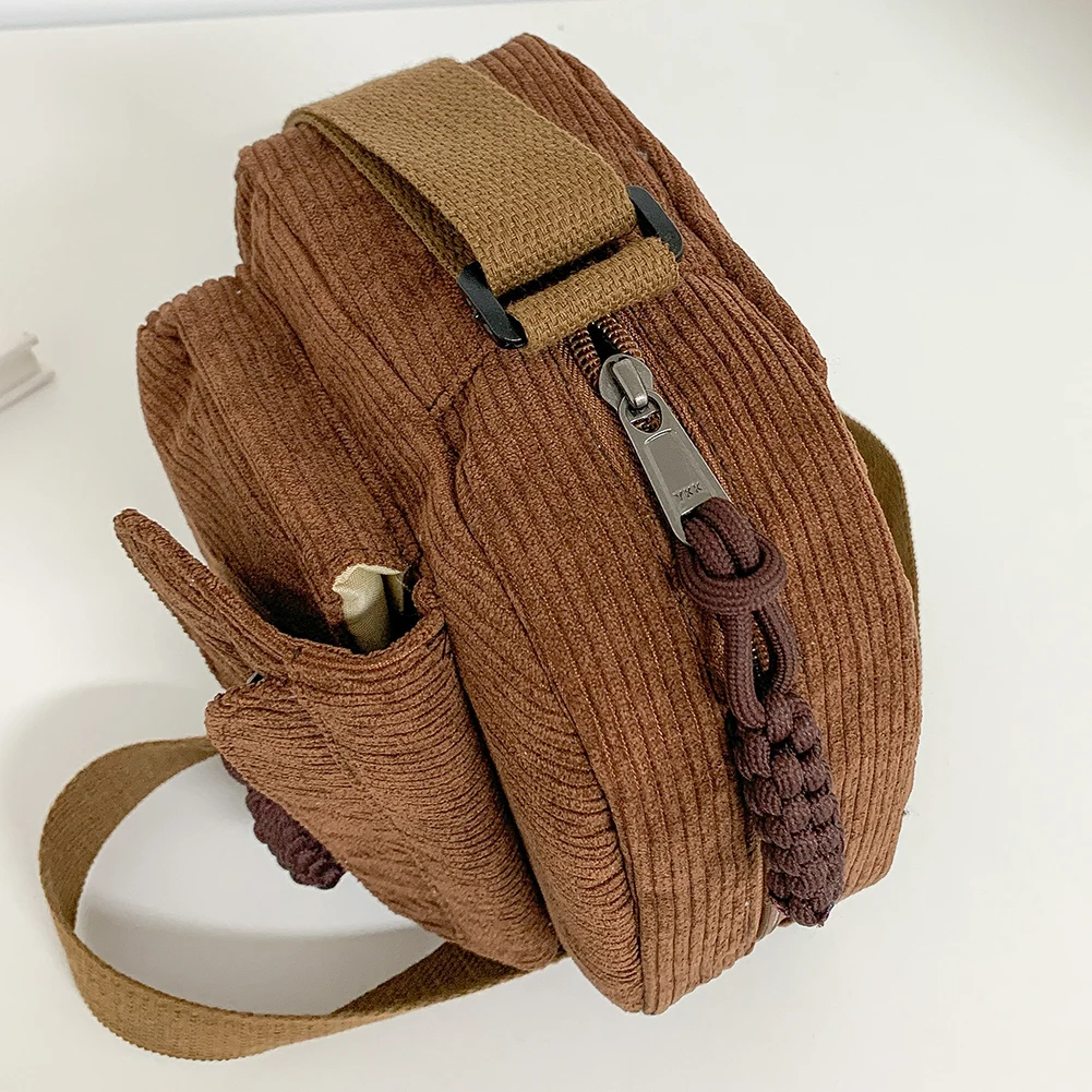 Women Corduroy Crossbody Bag Casual Multi Layer Shoulder Bag Versatile Messenger Bag Satchel Hobo Bag Travel Work Purse