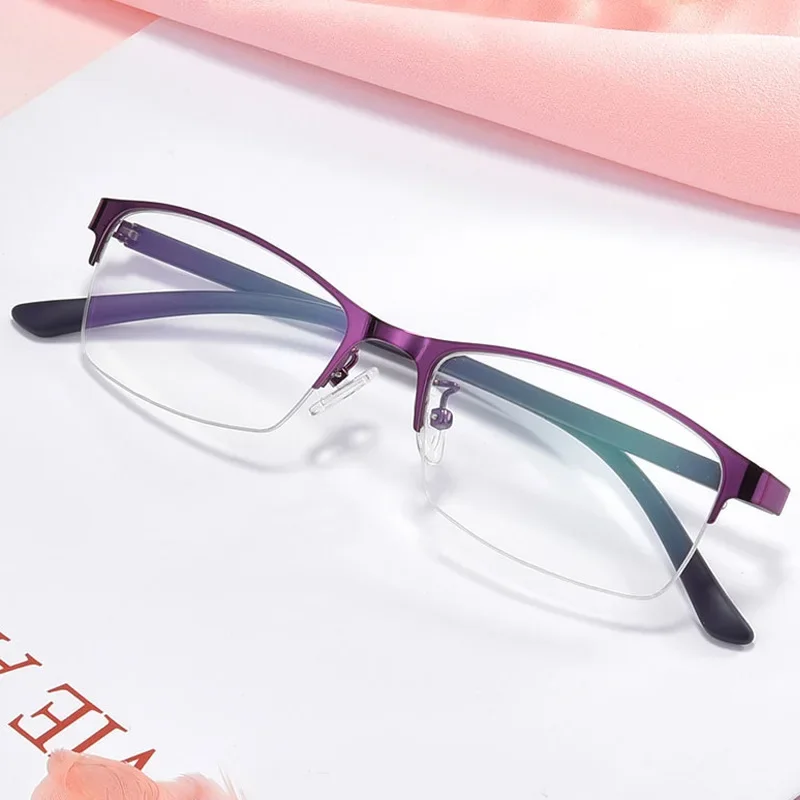 Women Myopia Glasses Ladies Half Frame Anti-blue Light Prescription Glasses Lentes Men Finished Eyewear -1.0 To -4.0 Gafas