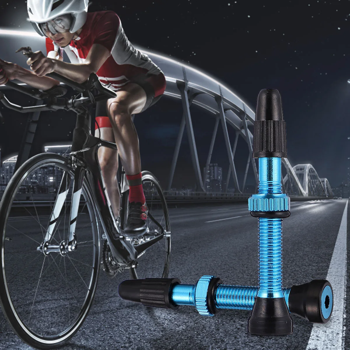 1 Stück Premium-Ventil 40 mm – Ring-Design für Fahrrad, schlauchloses Reifenaufblasen, Mountainbike, Radfahren, Luftpumpen-Zubehör