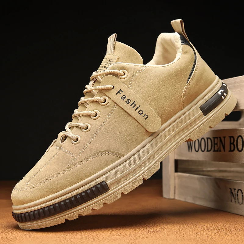 

Ankle Boots For Men 2025 Spring Man Casual Sneakers Non Slip Khaki Work Mens Shoe Short Boots Loafers Lace Up Zapatillas Hombre