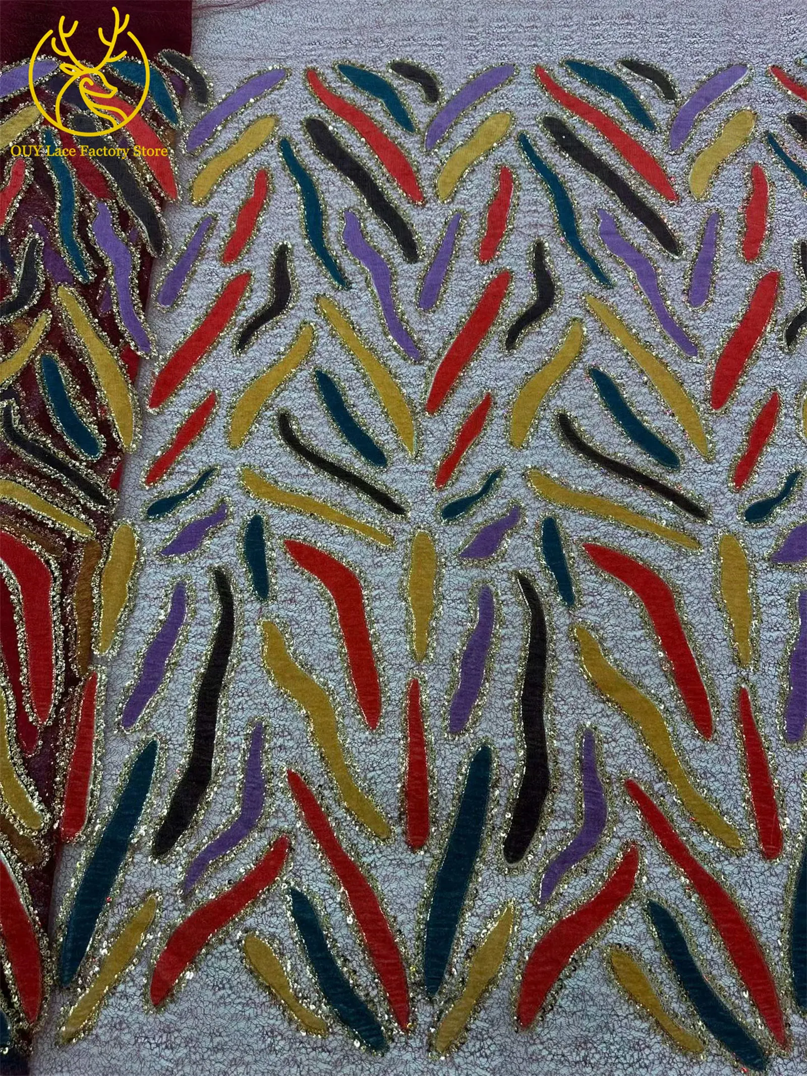 Neuester afrikanischer Gold-Groom-Pailletten-Spitzenstoff, luxuriöser französischer Perlen-Tüll-Spitzenstoff für nigerianische Hochzeitsfeiern, Abschlussbälle und Kleider zum Nähen – Detail 8