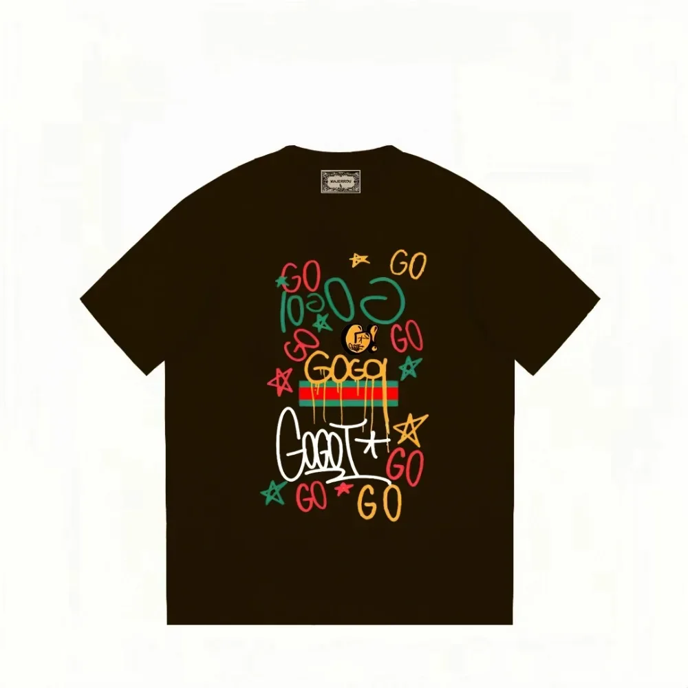 

2024 New Personalized Letter Printing Pure Cotton T-shirt American Street Casual Short-sleeved Oversized Top Unisex Clothing