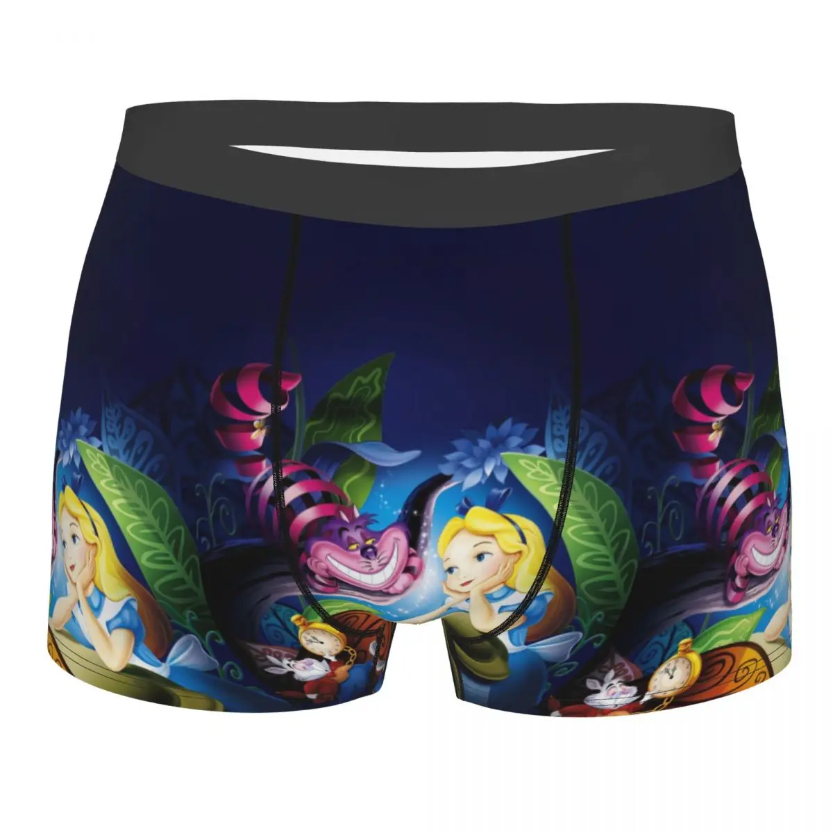 

Мужские боксеры с рисунком Чеширского кота на заказ, мужские трусы «Алиса в стране чудес», нижнее белье, модные трусы