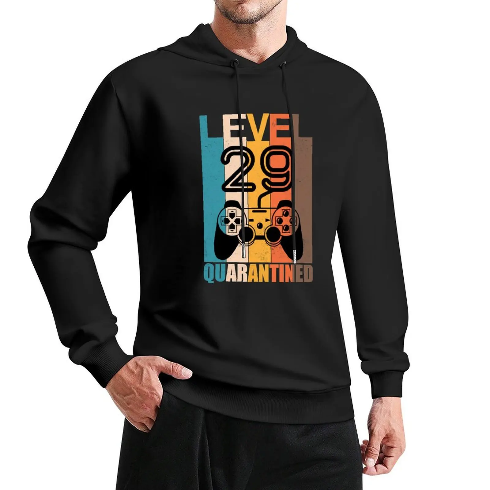 Level 29 quarantined funny 29th birthday gamer gift Pullover Hoodie men's autumn clothes men wear hoodies for men