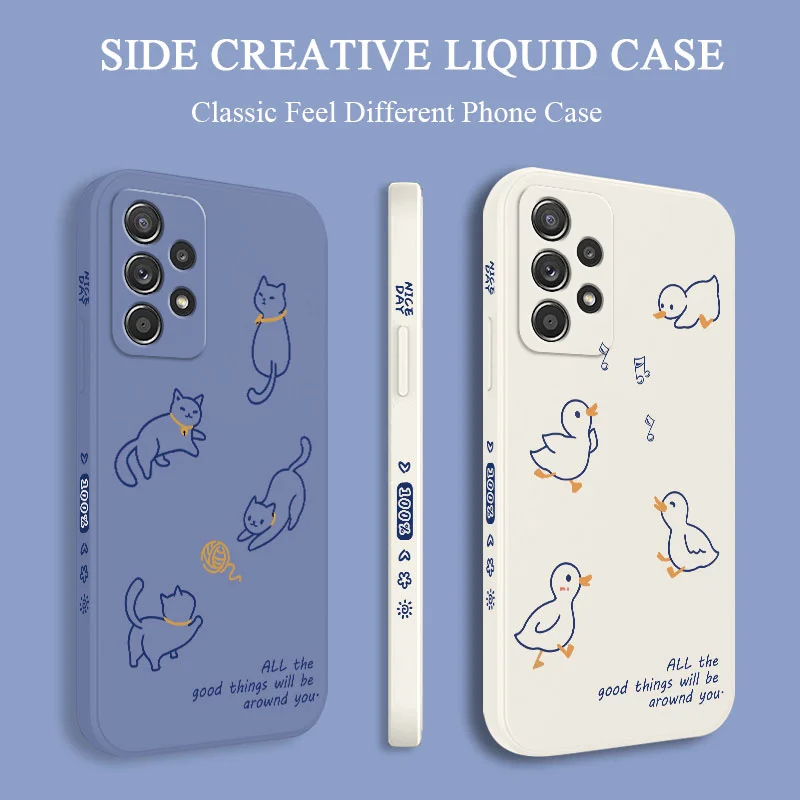 Line Animals Case For Samsung A54 A34 A24 A14 A73 A53 A33 A23 A13 A03S A03 A52 A52S A51 A72 A32 A22 A21S A15 A25 A35 A04 A04S 5G