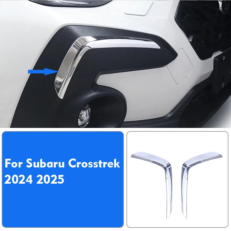 

2pcs Chrome Front Bumper Fog Light Cover Trims For Subaru Crosstrek 2024 2025